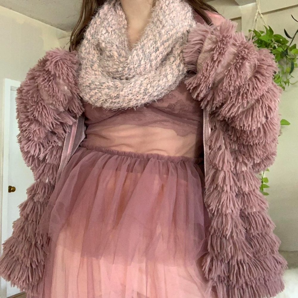 Pink and Grey Circle Scarf